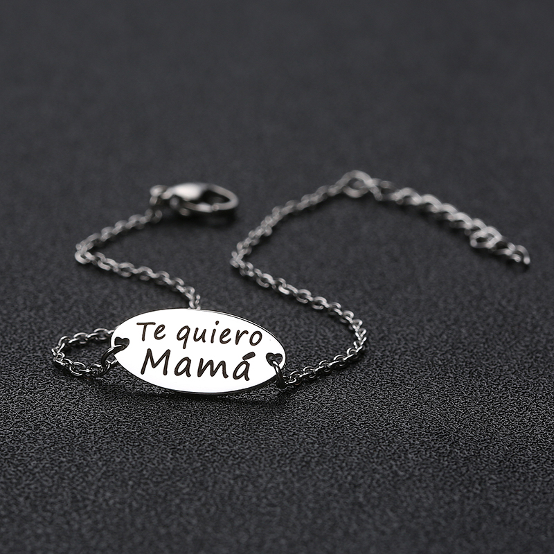 Mom Adjustable Charm Bracelet Engraved Letter te quiero mama Stainless Steel Bracelets Bangles Love Mother Birthday Jewelry Gift
Mom Adjustable Charm Bracelet Engraved Letter te quiero mama Stainless Steel Bracelets Bangles Love Mother Birthday Jewelry Gift