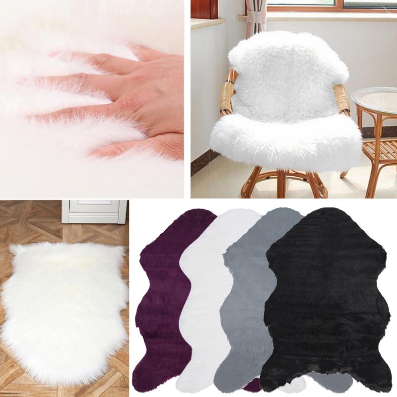 Faux Fur Sheepskin Fur Area Rugs Fluffy Mats Sofa Chair Cushion Living Room Bedroom Blanket Anti-Skid Carpet 40x60cm 60x90cm