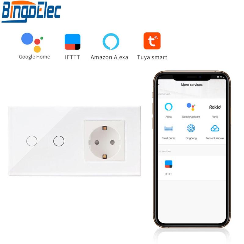 Bingoelec Smart Home Automation Wall Switch EU Standard 2 Gang 1 Way Wifi Glass Panel Touch Switch Wireless Control By Tuya APP
Bingoelec Smart Home Automation Wall Switch EU Standard 2 Gang 1 Way Wifi Glass Panel Touch Switch Wireless Control By Tuya APP