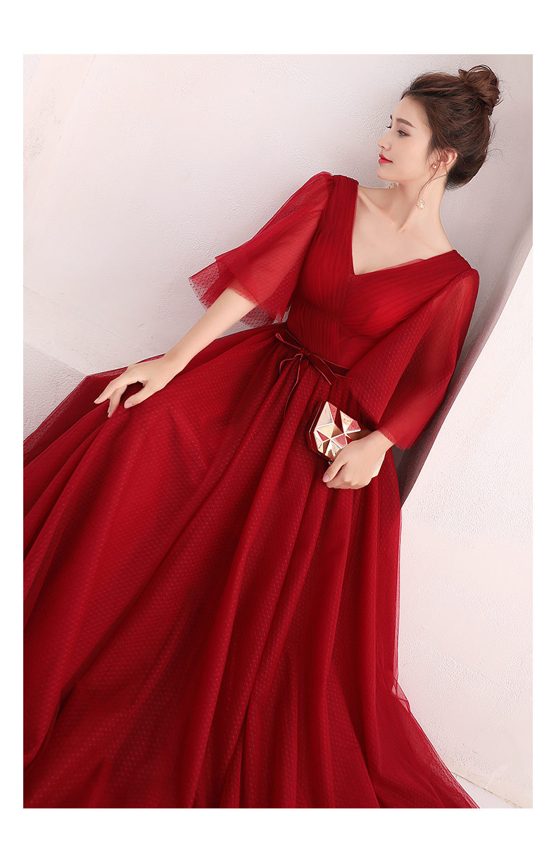 Fashion Wine Red Banquet Evening Dresses Sexy Deep V-neck Floor Length Party Prom Gown Plus Size Women Dress Vestido Debutante