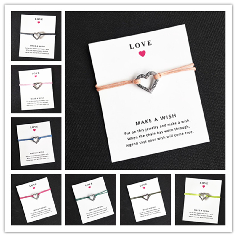 10 Colour Wax Rope Bracelets Hollow Heart FAITH HOPE LOVE Charm Wish Card Bracelet For Woman And Girls 1PCS
10 Colour Wax Rope Bracelets Hollow Heart FAITH HOPE LOVE Charm Wish Card Bracelet For Woman And Girls 1PCS