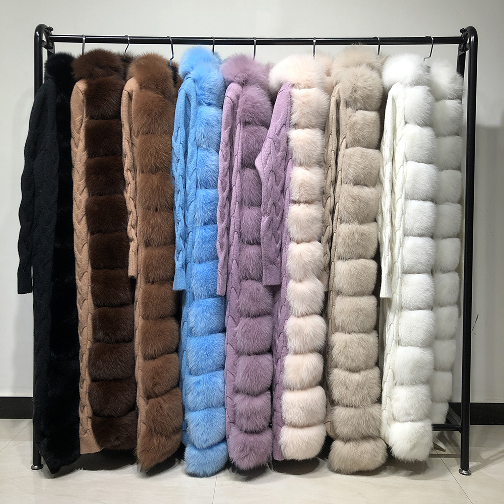 YOLOAgain women hooded fur cardigan sweater ladies real fur coat Xlong 120125 T200908