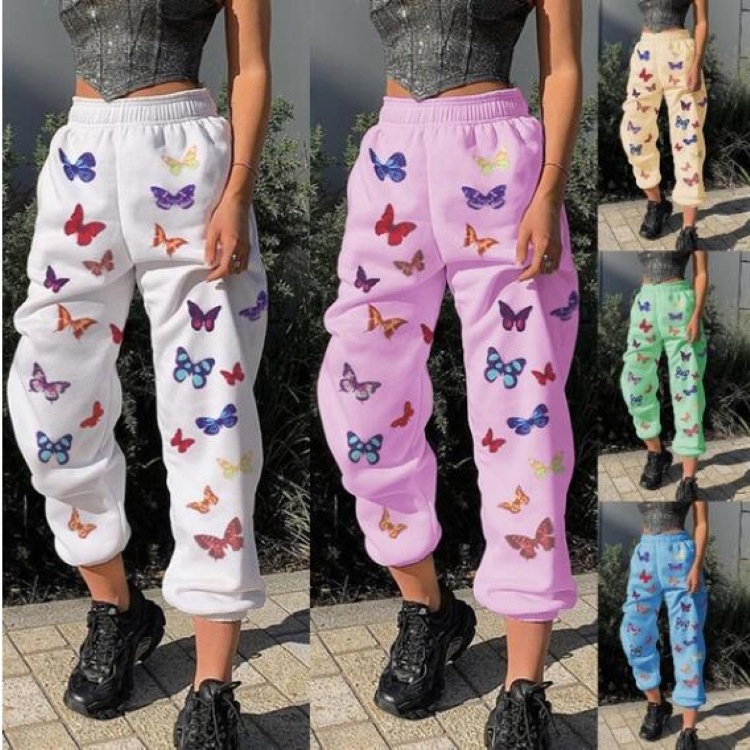 Womens Designer Pencil Pants Elastic Waist Butterfly Printing Casual Spring Long Trousers Woman Mid Waist Loose Pants, White
Womens Designer Pencil Pants Elastic Waist Butterfly Printing Casual Spring Long Trousers Woman Mid Waist Loose Pants, White