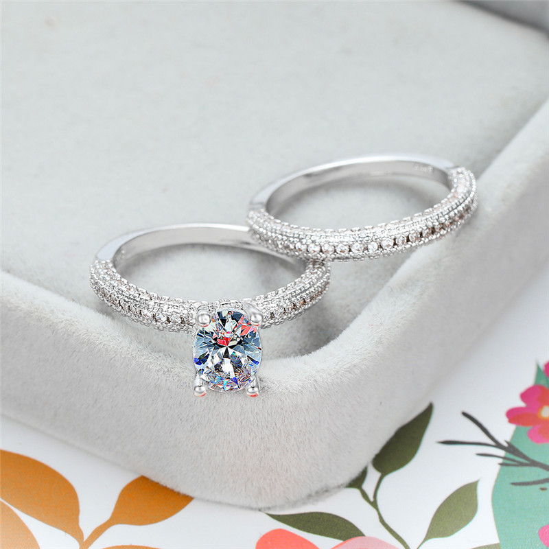 Luxury Female White Zircon Stone Ring Classic Crystal Silver Color Engagement Rings For Women Trendy Round Thin Wedding Ring Set 
Luxury Female White Zircon Stone Ring Classic Crystal Silver Color Engagement Rings For Women Trendy Round Thin Wedding Ring Set