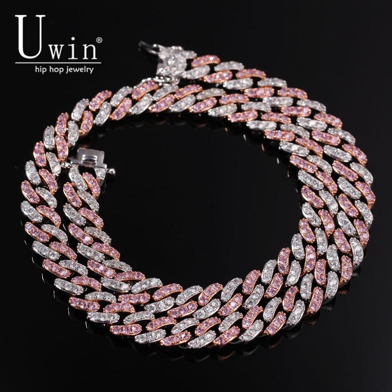 Uwin White &Pink CZ Iced Out 9mm Cuban Chian Choker Women Necklace Rose Gold Metal Men HipHop Jewelry For Gift
Uwin White &Pink CZ Iced Out 9mm Cuban Chian Choker Women Necklace Rose Gold Metal Men HipHop Jewelry For Gift