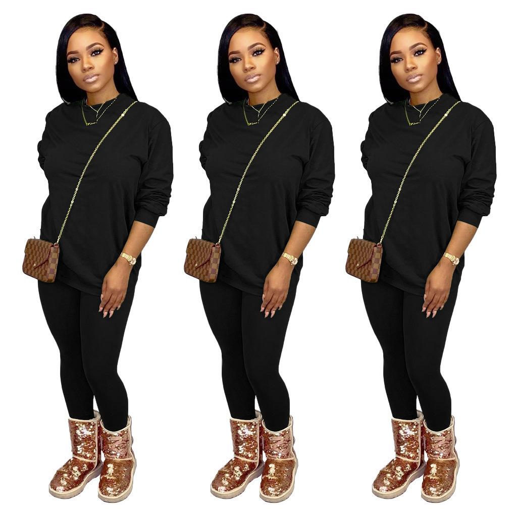 Women tracksuits Two Pieces Set Casual Long Sleeve Leggings Outfits Candy Color Ladies Fashion Loose T Shirt Jogging Clothing Selling