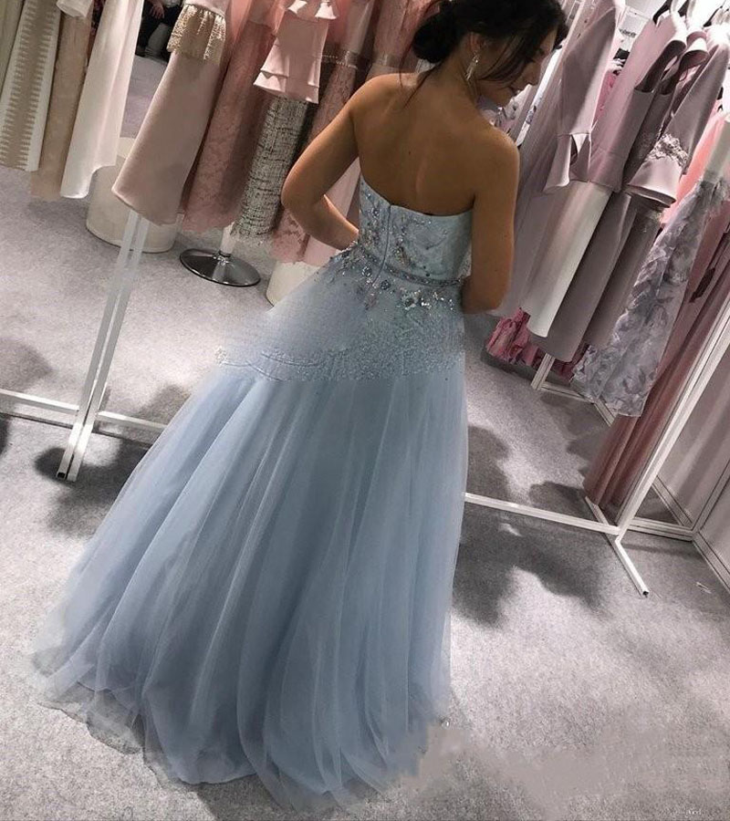 Light Sky Blue Prom Dresses Long Sweet Heart Long A line Formal Women Evening Gowns for Sweet 15 vestidos formales para mujer