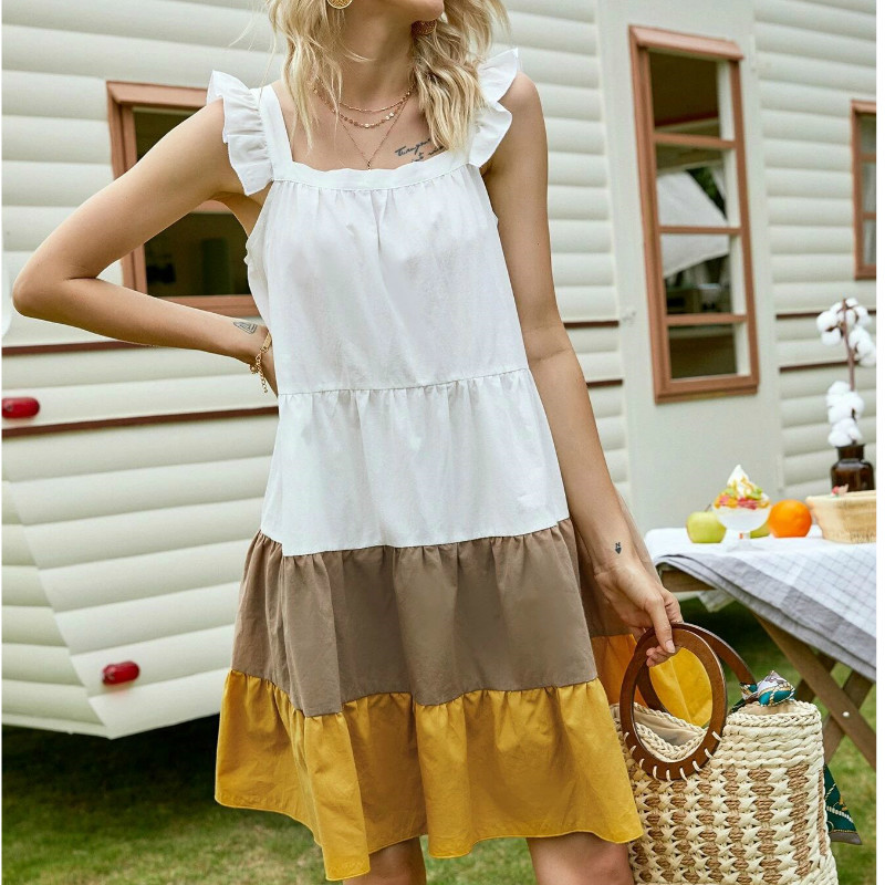 Summer Sleeveless Boho Dress Solid Ruched High Waist Sleeveless Dresses Casual Ruffled Cotton Chic Plus Size Patchwrok Dress, Multi
Summer Sleeveless Boho Dress Solid Ruched High Waist Sleeveless Dresses Casual Ruffled Cotton Chic Plus Size Patchwrok Dress, Multi