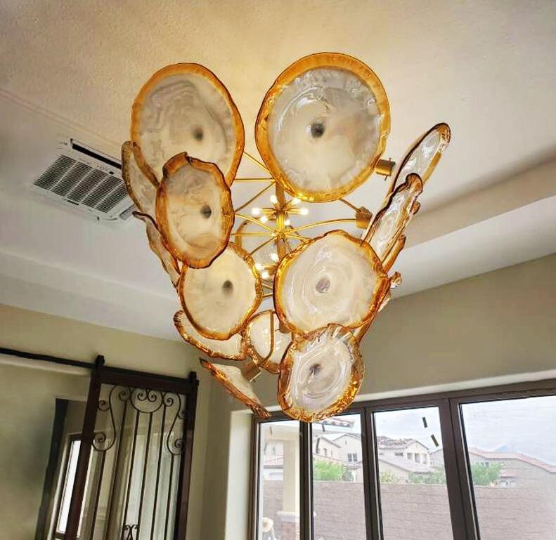 Modern Chandelier Lamps Gold LED Bulbs Murano Glass Plate Chandeliers Chain Pendant Light Fixtures Room Decor Hanging Lamp Home Indoor Lighting
Modern Chandelier Lamps Gold LED Bulbs Murano Glass Plate Chandeliers Chain Pendant Light Fixtures Room Decor Hanging Lamp Home Indoor Lighting