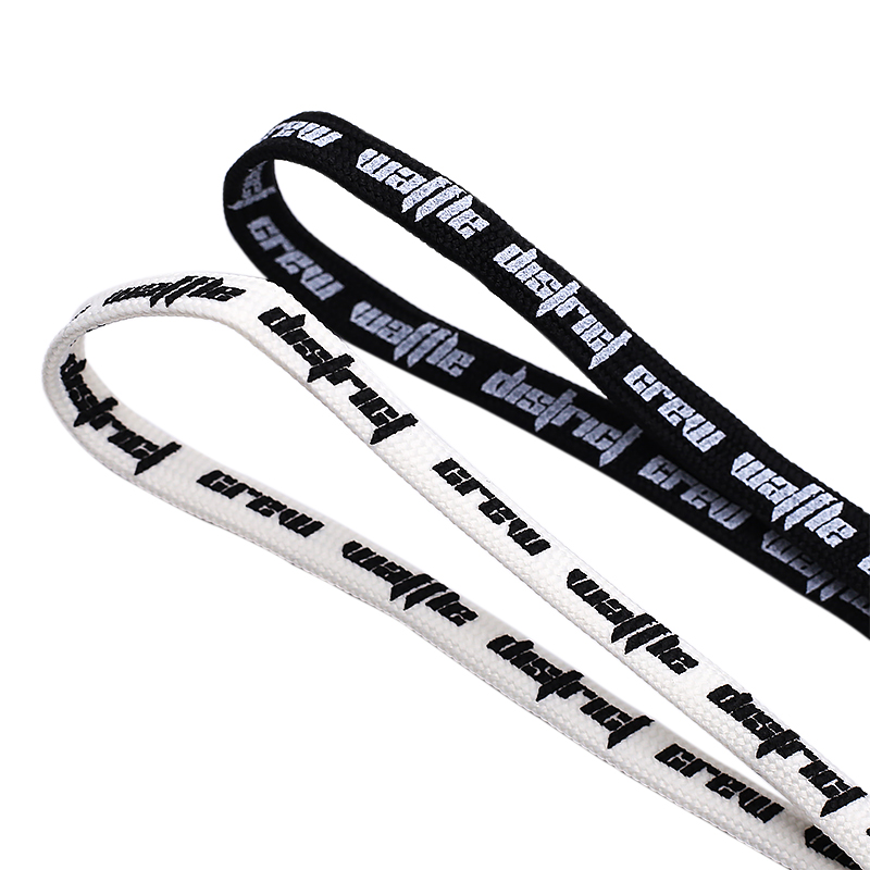 Weiou Flat Printed Waffle District Crew Shoelaces Beige Double-sided Printing Authentic Shoestring Sports Sneaker SB Drawstring
