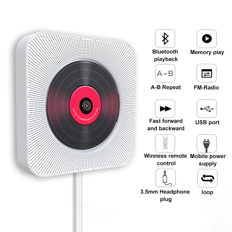 CD Player Wall Mountable Bluetooth Portable Home Audio Boombox with Remote Control FM Radio Built-in HiFi Speakers USB MP3
CD Player Wall Mountable Bluetooth Portable Home Audio Boombox with Remote Control FM Radio Built-in HiFi Speakers USB MP3