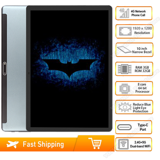 Global 5G wifi tablet 10 inch Octa Core Android 9.0 3GB RAM 32GB 1920x1200 HD Screen 8.0MP Cameras 4G LTE Phone tablet GPS Pad, Black
Global 5G wifi tablet 10 inch Octa Core Android 9.0 3GB RAM 32GB 1920x1200 HD Screen 8.0MP Cameras 4G LTE Phone tablet GPS Pad, Black