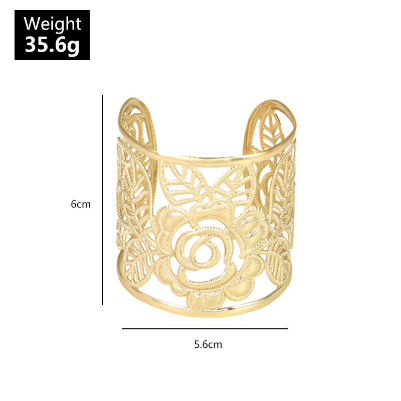 Bangle Hollow Wide Cuff Rose Flower Bracelet Bangles For Women Alloy Open Big Female Fashion Jewelry Accesorios Mujer1