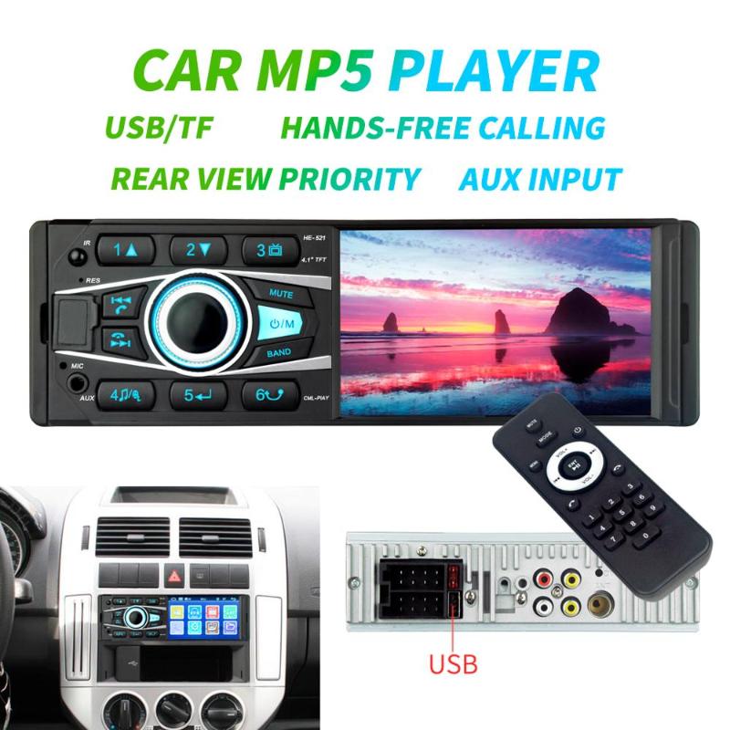 Auto Radio 4.1 inch 1 Din Car Radio Audio Stereo AUX FM Station Bluetooth Autoradio Support Rearview Camera Remote Contro
Auto Radio 4.1 inch 1 Din Car Radio Audio Stereo AUX FM Station Bluetooth Autoradio Support Rearview Camera Remote Contro