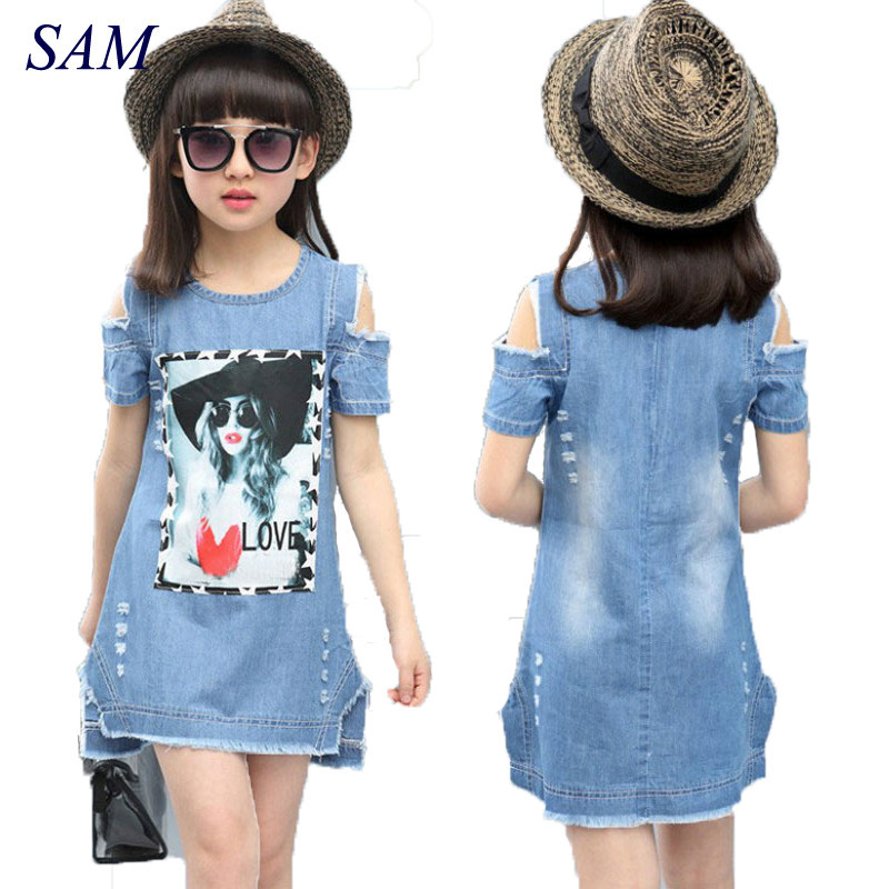 Children Dresses For Girls Denim Dress Summer Strapless Dress Pattern Girls Clothing Short Sleeve Child Clothes Denim T-Shirts, Blue
Children Dresses For Girls Denim Dress Summer Strapless Dress Pattern Girls Clothing Short Sleeve Child Clothes Denim T-Shirts, Blue