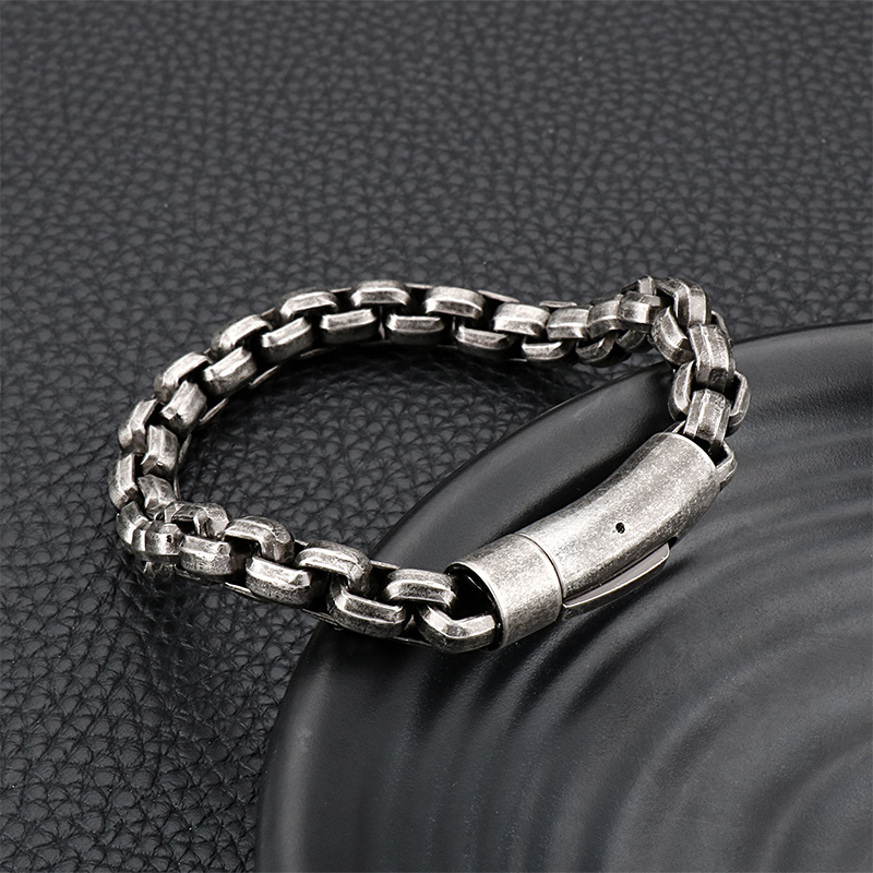54g weight 8mm 8.66'' Vintage black stainless steel huge square Rolo Link Chain bracelet bangle mens jewelry XMAS Gifts