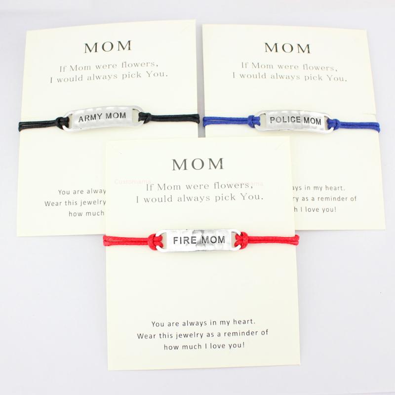 Army Fire Thin Blue Line Mom Wife Daughter Grandma Grandpa Sister Father Charm Card Bracelets Wax Cord Women Fashion Jewelry
Army Fire Thin Blue Line Mom Wife Daughter Grandma Grandpa Sister Father Charm Card Bracelets Wax Cord Women Fashion Jewelry
