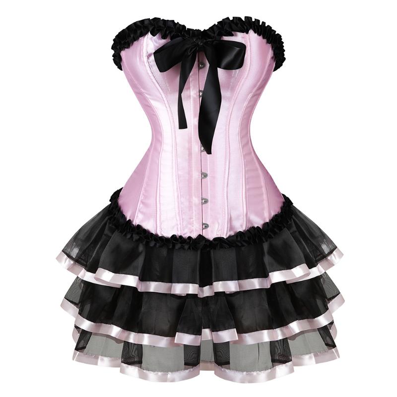 Women Sexy Satin Lace Overbust Corset Vintage Corset Dress Victorian Mini Tutu Skirt Set Pink Bustier Plus Size -6XL, Only corset
Women Sexy Satin Lace Overbust Corset Vintage Corset Dress Victorian Mini Tutu Skirt Set Pink Bustier Plus Size -6XL, Only corset