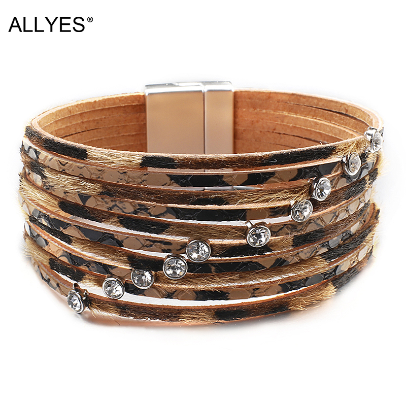 ALLYES Boho Leather Bracelet for Women Multilayer Leopard Wrap Bracelet Crystal Rhinestone Bangle Jewelry Girls Gift
ALLYES Boho Leather Bracelet for Women Multilayer Leopard Wrap Bracelet Crystal Rhinestone Bangle Jewelry Girls Gift