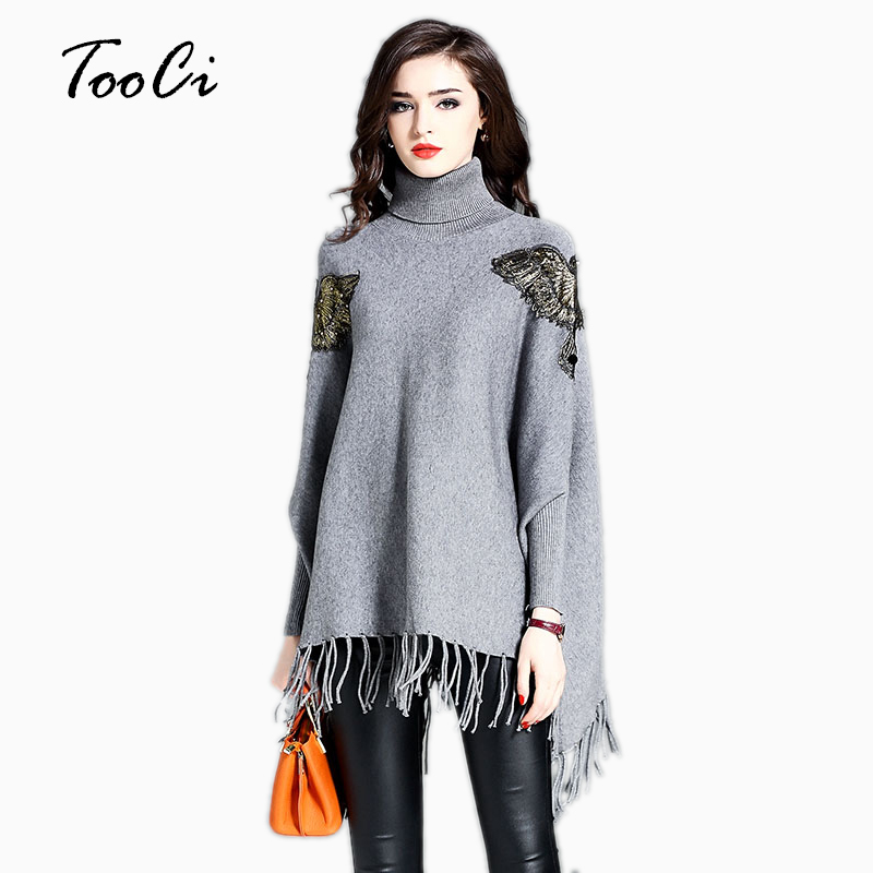 The Lady New Spring Tassel Cloak Pullover Loose Fashion Gray Knitting High-Necked Bat Sleeve Sweater Tassel Knit Shawl Cape 200921, Black
The Lady New Spring Tassel Cloak Pullover Loose Fashion Gray Knitting High-Necked Bat Sleeve Sweater Tassel Knit Shawl Cape 200921, Black