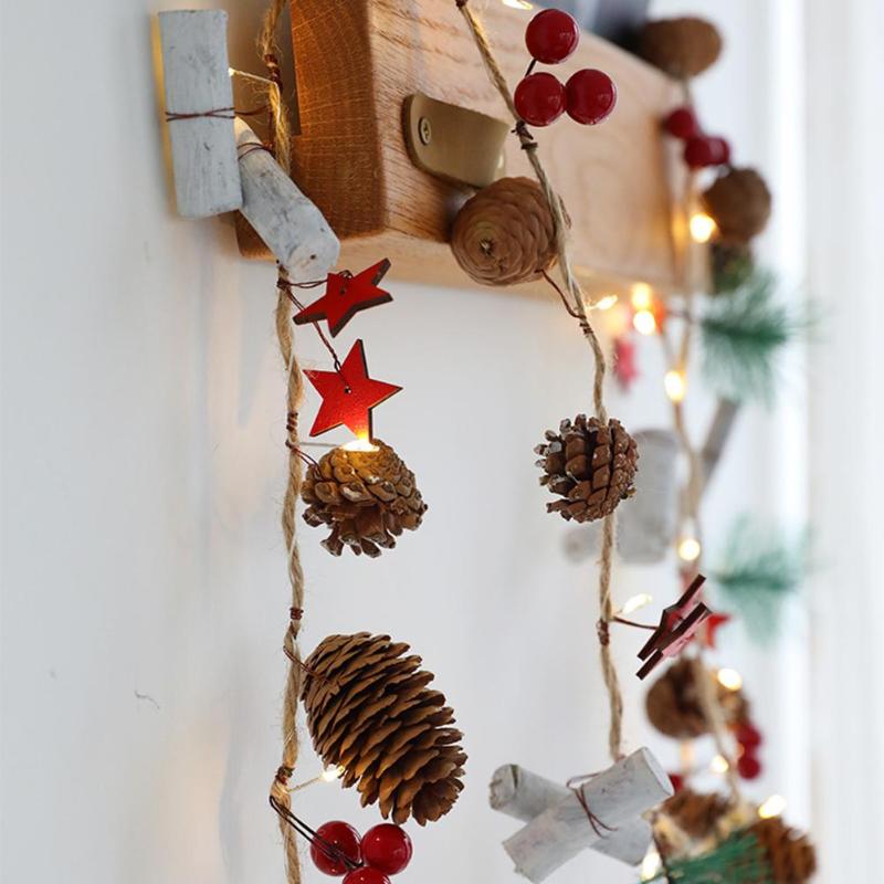 2m 20led Pine Needles Fairy Light Warm White LED Copper Wire String Lights for Christmas Tree Holiday Party Bedroom Decoration