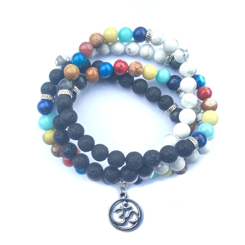 108 Prayer Beads Mala Yoga Necklace Bracelet 7-Chakra Bracelet Men Natural Lava Stone Howlite Lotus OM Bracelets Women
108 Prayer Beads Mala Yoga Necklace Bracelet 7-Chakra Bracelet Men Natural Lava Stone Howlite Lotus OM Bracelets Women