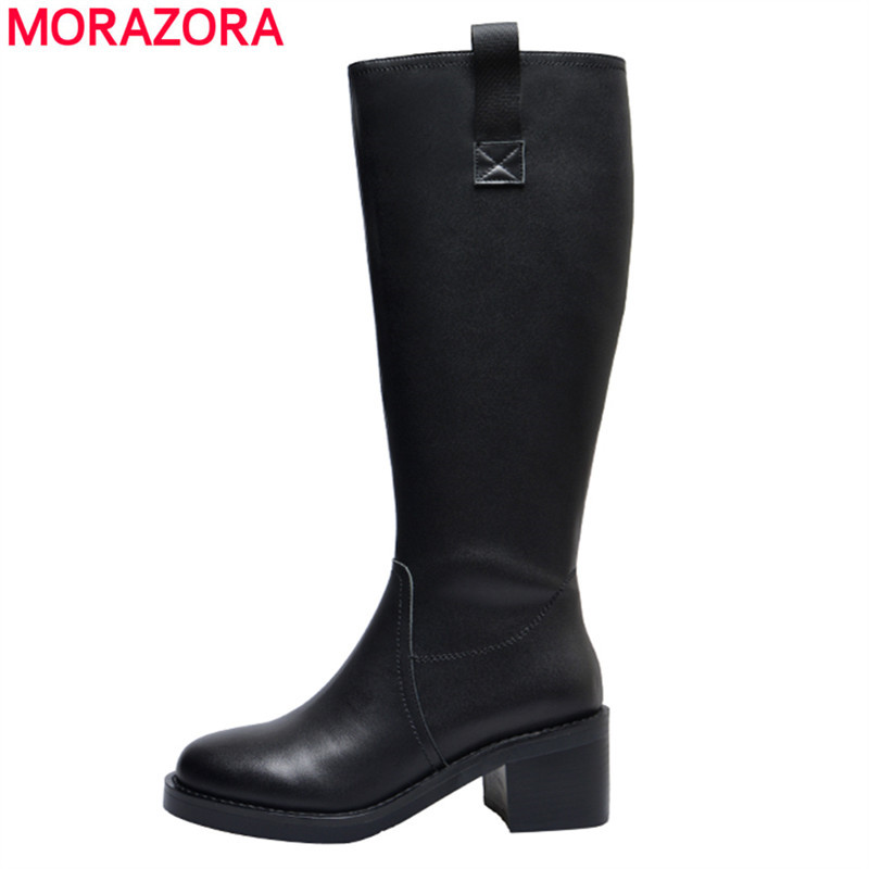 MORAZORA 2020 autumn winter fashion genuine leather knee high boots thick high heels round toe black motorcycles women boots
MORAZORA 2020 autumn winter fashion genuine leather knee high boots thick high heels round toe black motorcycles women boots