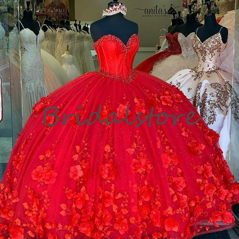 Luxury Royal Blue Quinceanera Dresses With 3D Flowers Elegant Sweetheat Ball Gown Beaded Prom Dresses 2020 Beautiful Brithday Sweet 15 Dress