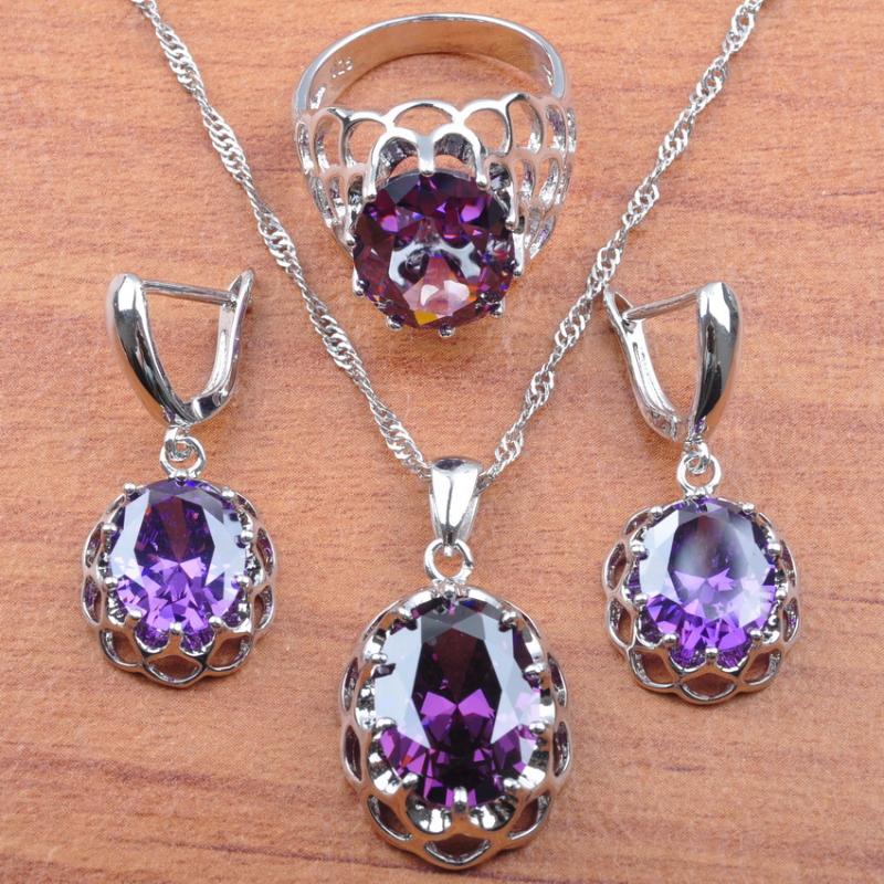 Natural Purple Crystal For Women Wedding Jewelry Costume Jewelry Sets Earrings Ring Necklace Set Anniversary Present JS0166, As pic
Natural Purple Crystal For Women Wedding Jewelry Costume Jewelry Sets Earrings Ring Necklace Set Anniversary Present JS0166, As pic