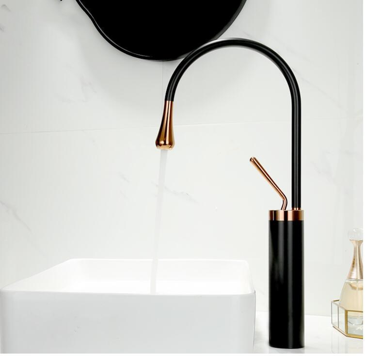 Bathroom Sink Faucets Basin Black Gold Faucet For Mixer Tall Taps Waterfall Single Hole Torneira