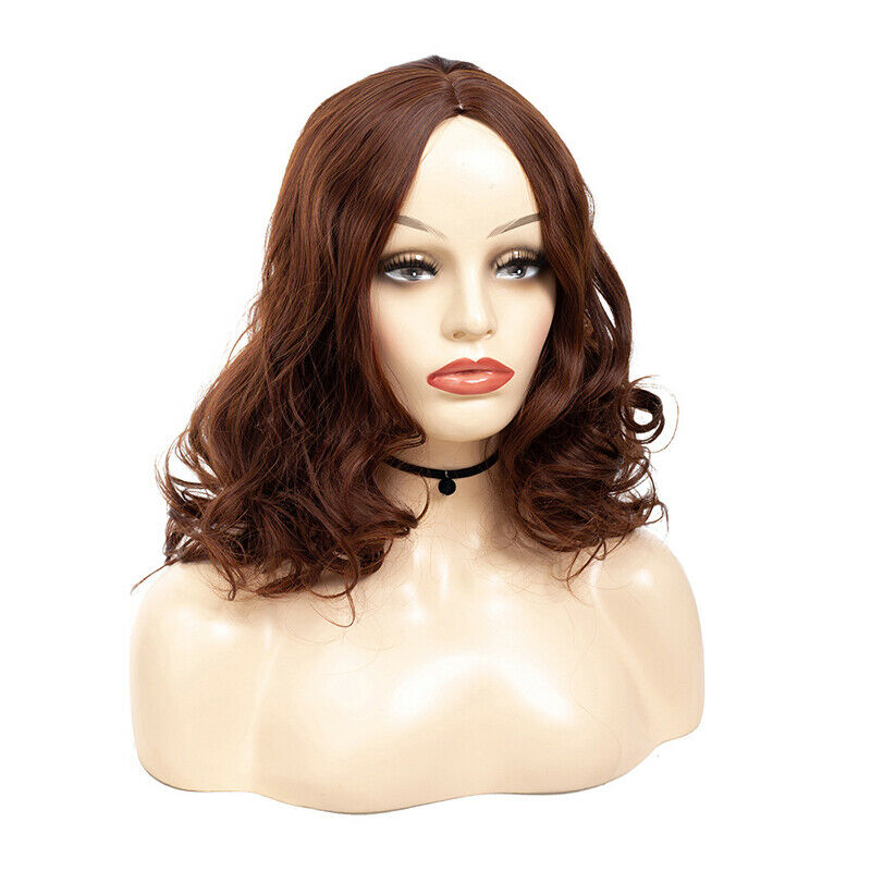 Ladies Wig Short Wavy Curly Full Wig Brown Synthetic Hair Cosplay Party Prop