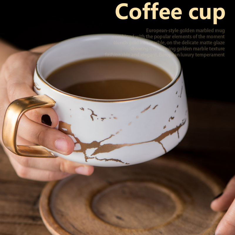 Nordic Style Marble Matte Gold Series Ceramic Cup Coffee Mug with Wooden Tray Saucer Creative Gift Couple Cup 120-320ML, 120ml
Nordic Style Marble Matte Gold Series Ceramic Cup Coffee Mug with Wooden Tray Saucer Creative Gift Couple Cup 120-320ML, 120ml