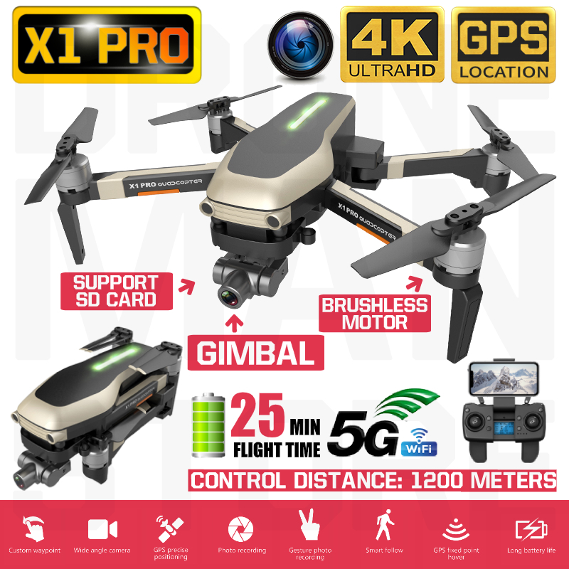 RC Quadcopter X1 Pro Drone 4K GPS HD Gimbal Camera 5G WIFI FPV Brushless Motor SD Card Drones Professional VS SG906Pro X35 K1 F8
RC Quadcopter X1 Pro Drone 4K GPS HD Gimbal Camera 5G WIFI FPV Brushless Motor SD Card Drones Professional VS SG906Pro X35 K1 F8