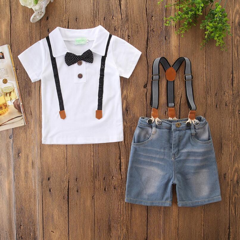Summer Kids Boy Casual Clothes Set Cotton Short Sleeve Bow Tie Tops+ The cowboy Suspender Shorts Children Gentleman Suit, Picture
Summer Kids Boy Casual Clothes Set Cotton Short Sleeve Bow Tie Tops+ The cowboy Suspender Shorts Children Gentleman Suit, Picture