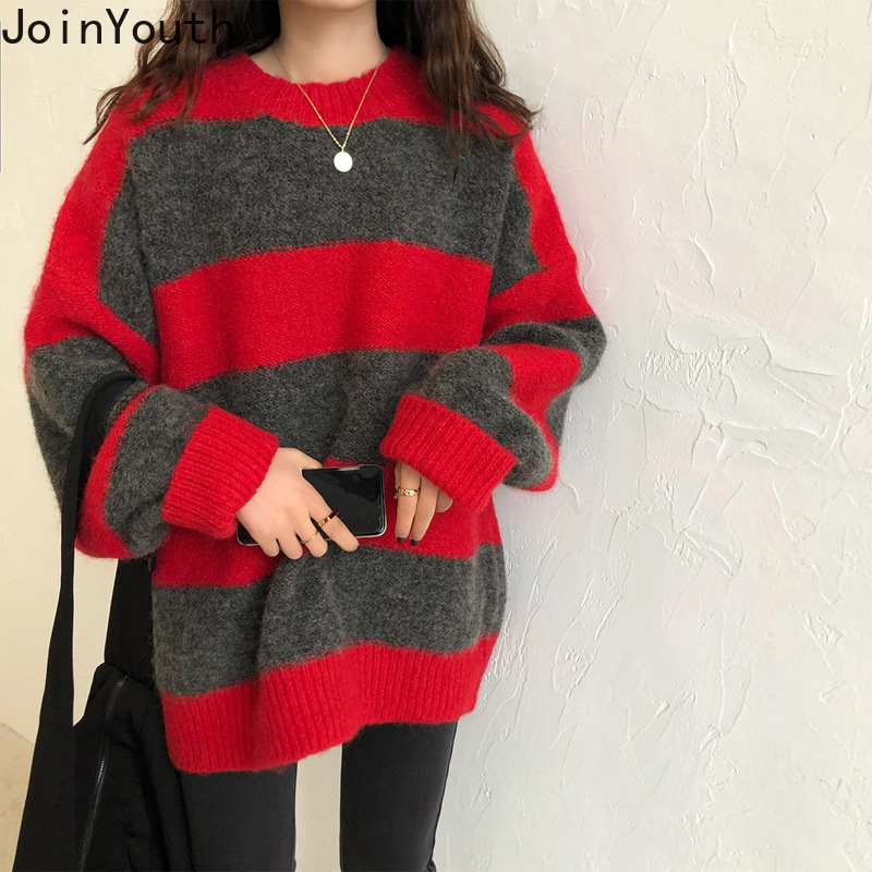 Joinyouth Pullovers Women 2020 Knitwear Oversized Contrast Color Striped Sweater Loose O-neck Knit Weater Ladies Outwear Tops, Red gray
Joinyouth Pullovers Women 2020 Knitwear Oversized Contrast Color Striped Sweater Loose O-neck Knit Weater Ladies Outwear Tops, Red gray