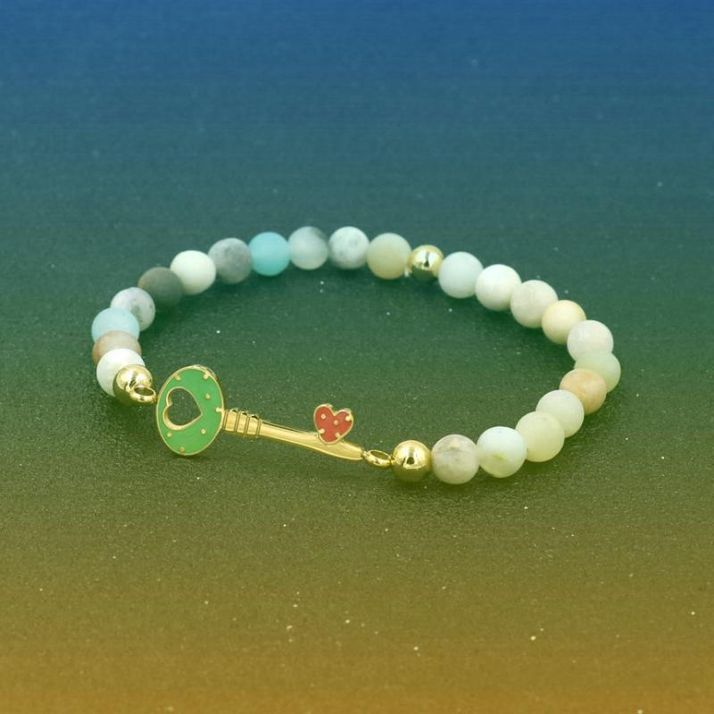 Natural Stone Amazonite Beads Bracelet Women Lover Heart Key Bracelets Fashion Accessories Stainless Steel Jewelry
Natural Stone Amazonite Beads Bracelet Women Lover Heart Key Bracelets Fashion Accessories Stainless Steel Jewelry