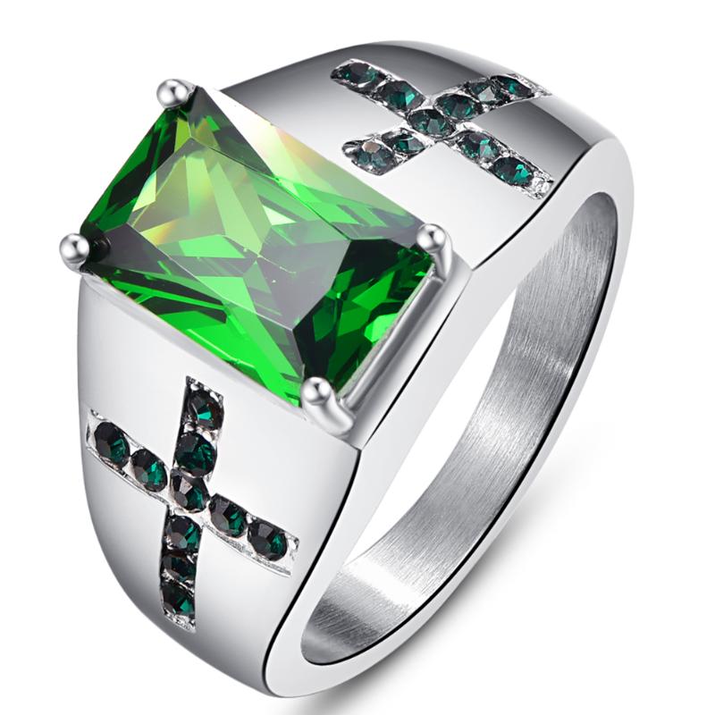 Fashion Men Silver Color Engagement Promise Ring Gift Main Stone 8*12mm Green Zircon Cross Stainless Steel Tungsten Steel Ring
Fashion Men Silver Color Engagement Promise Ring Gift Main Stone 8*12mm Green Zircon Cross Stainless Steel Tungsten Steel Ring