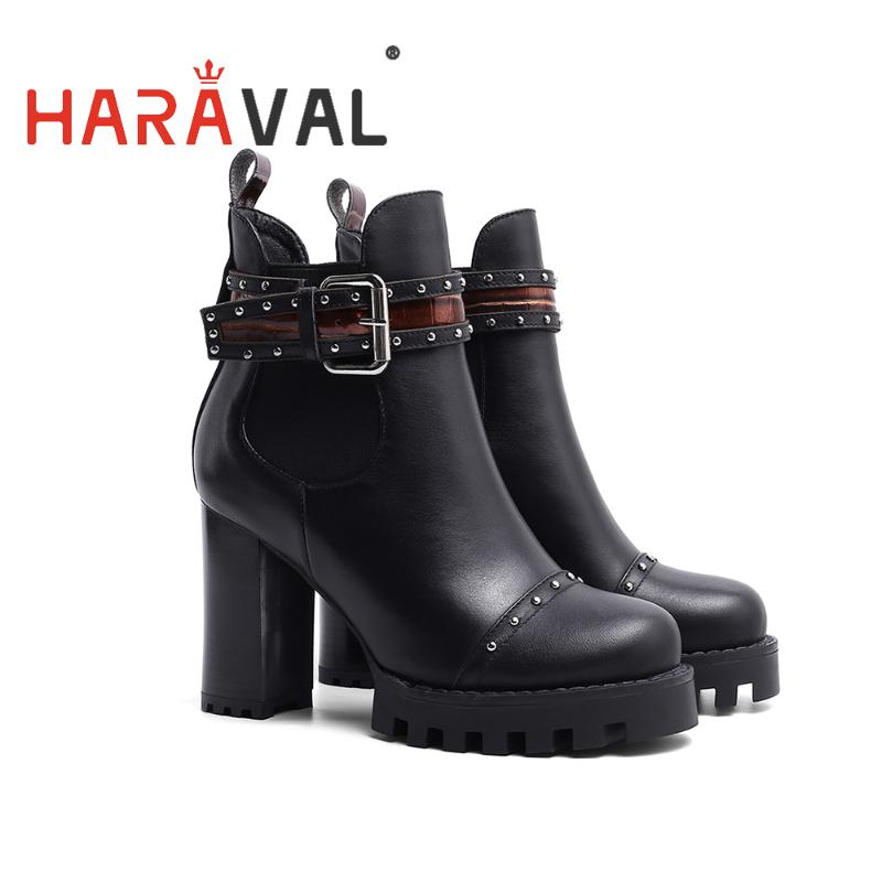 HARAVAL Ankle Boots High Heels Shoes Women Waterproof platform Platform shoes Lady Thick Heel Black Round Toe Genuine LeatheE37L
HARAVAL Ankle Boots High Heels Shoes Women Waterproof platform Platform shoes Lady Thick Heel Black Round Toe Genuine LeatheE37L