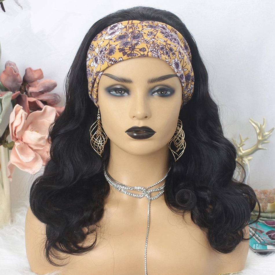 Ishow Human Hair Wigs With Headbands Body Straight Water Headband Wig for Women 8-26inch Kids Loose Deep Curly Natural Color Machine Made None Lace Bo