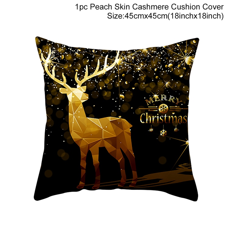 QIFU Peach Skin Black Gold Christmas Hug Pillowcase Cushion Cover Christmas Decorations For Home Sofa Pillow Case New Year 2021