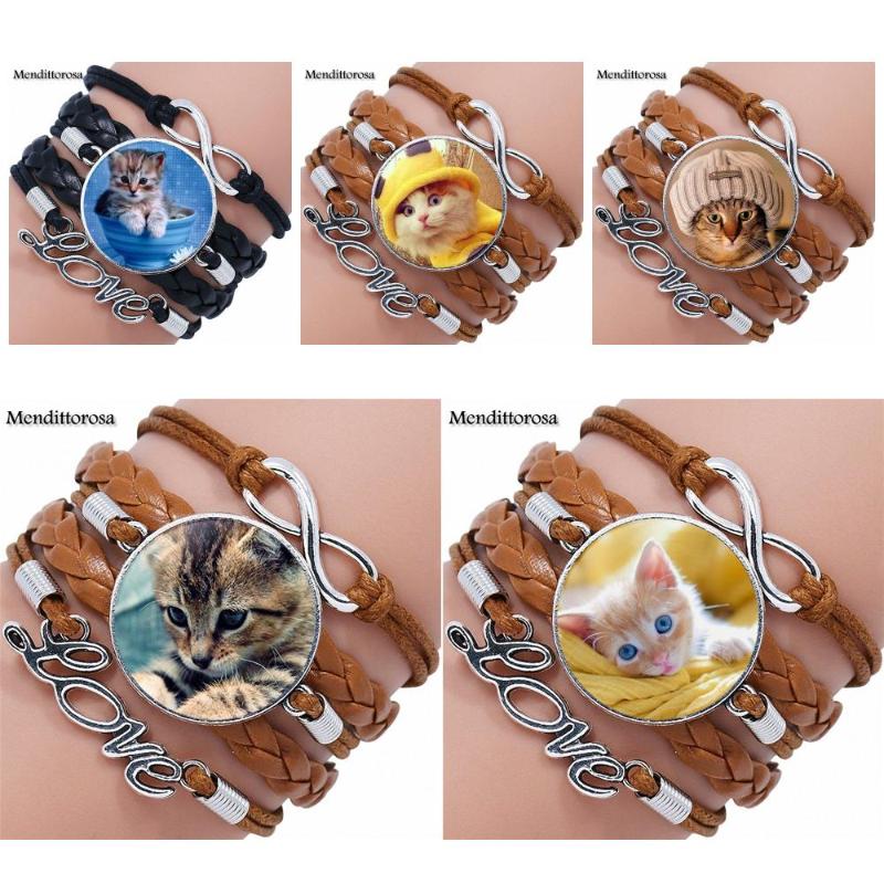 Glass Cabochon Multilayer Black/Brown Leather Bracelet Bangle Time Stone Jewelry For Women Wedding Gift Cute Kitten Cat
Glass Cabochon Multilayer Black/Brown Leather Bracelet Bangle Time Stone Jewelry For Women Wedding Gift Cute Kitten Cat