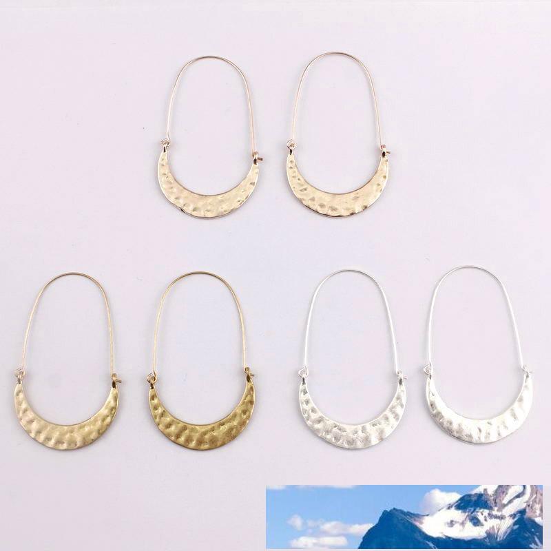 

Cut Out Metallic Teardrop Earrings for Women Hammered Crescent Moon Brass Wire Threader Hoop Earrings Jewelry Accessories