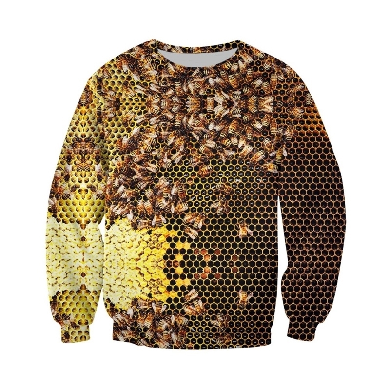 PLstar Cosmos Fashion Men hoodies insect Bee Print Hoodie Unisex Casual streetwear hoody Sweatshirt sudadera hombre LJ201222