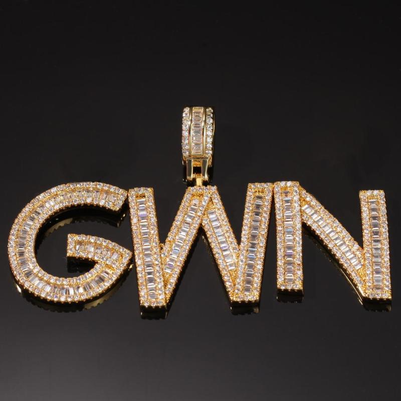 Custom Name Baguette Letters Hip Hop Iced Out Pendant with tennis chain Gold Bling Zirconia Men's Hip Hop Charm Gift
Custom Name Baguette Letters Hip Hop Iced Out Pendant with tennis chain Gold Bling Zirconia Men's Hip Hop Charm Gift
