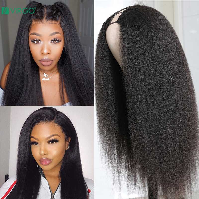 Remy Hair Kinky Straight U Part Wig Human Hair Wigs 150 Density Glueless Human Wigs Yaki, As pic
Remy Hair Kinky Straight U Part Wig Human Hair Wigs 150 Density Glueless Human Wigs Yaki, As pic