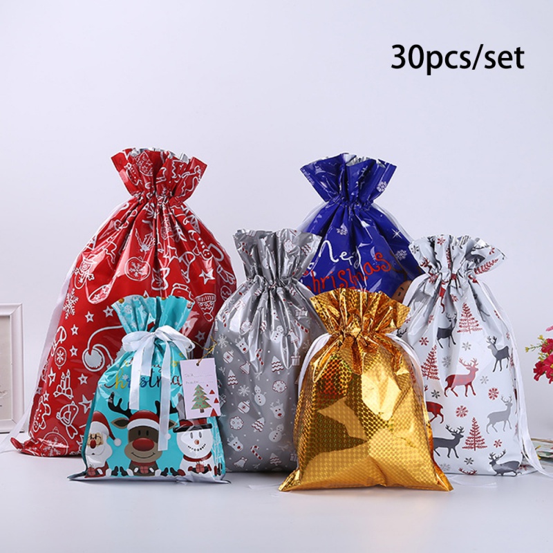 Christmas Bag Drawstring Gift Bag Set Christmas Gift Wrap Rope Wrap Holiday Party Favors For Candy Party