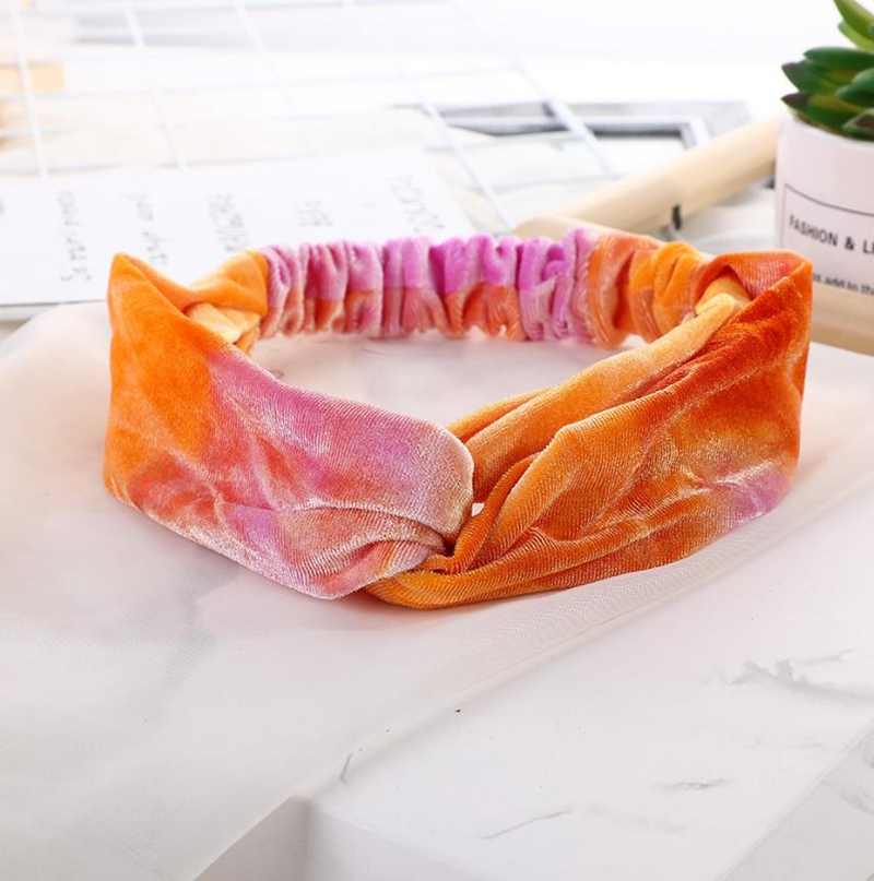 Tie Dyed Headband Twisted Knotted Hairbands Velvet Cross Head Band Elastic Women Girls Headwrap Outdoor Hair Accessories 9 Colors DW5929
