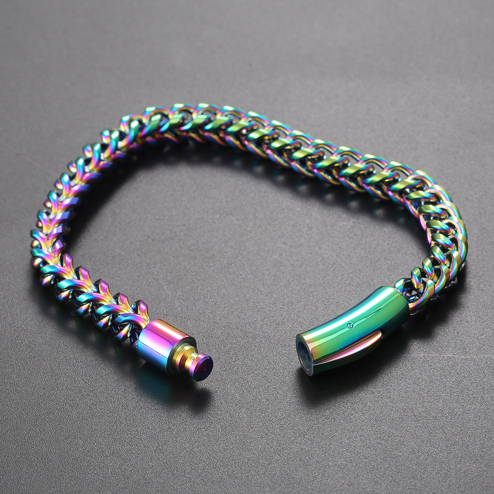 6mm Hip Hop 316L Stainless Steel Chain Bracelets Titanium Steel Men's Colorful Bangle Jewelry