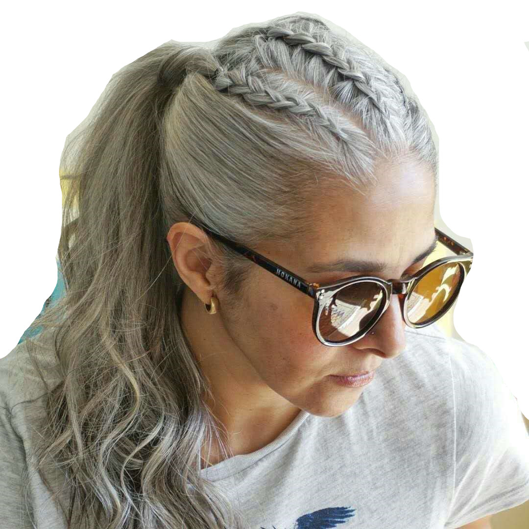 Grey hair weave ponytail hair piece clip in afro kinky human virgin wrap around gray drawstring horse tail women Ponytails hairpieces