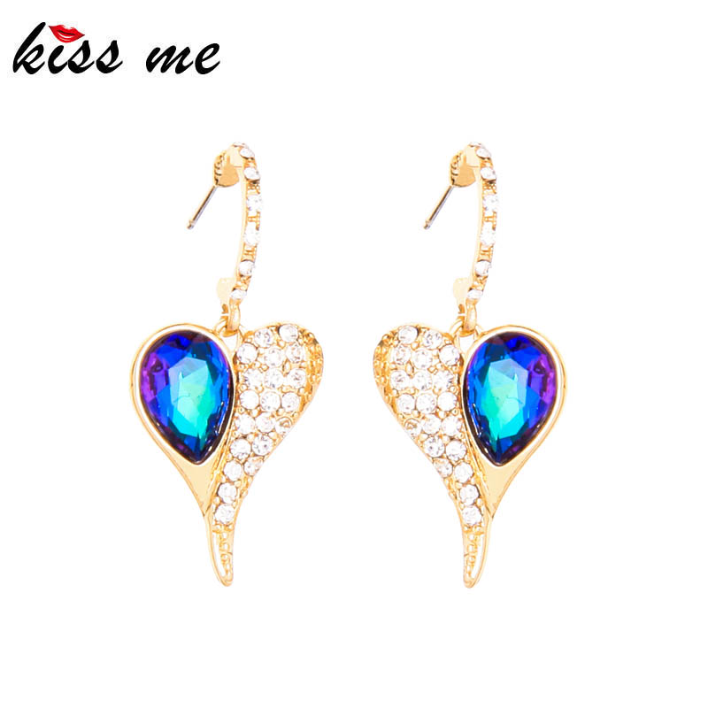 kissme Elegant Drop Earrings For Women Delicate Crystal Blue Glass Heart Earrings Gold Color Fashion Jewelry Accessories
kissme Elegant Drop Earrings For Women Delicate Crystal Blue Glass Heart Earrings Gold Color Fashion Jewelry Accessories